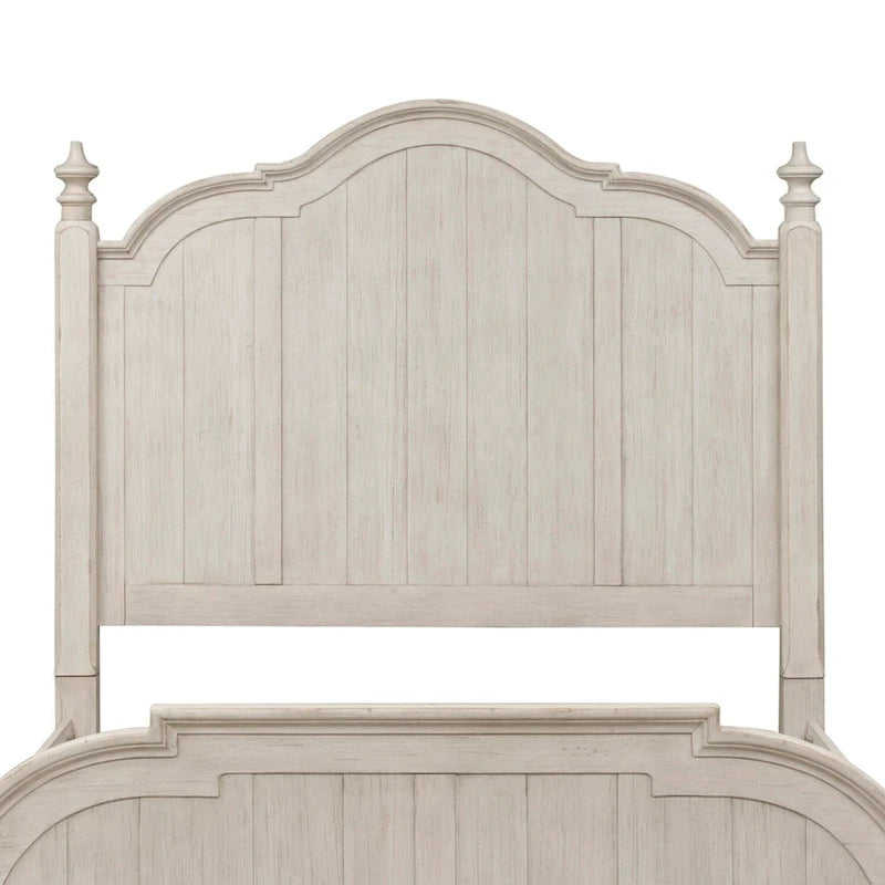 Farmhouse Reimagined Antique White with Chestnut King Poster Headboard