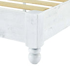 MUSEHOMEINC Solid Wood Platform Bed Frame Rustic Style ,Mattress Foundation, White Washed Finish