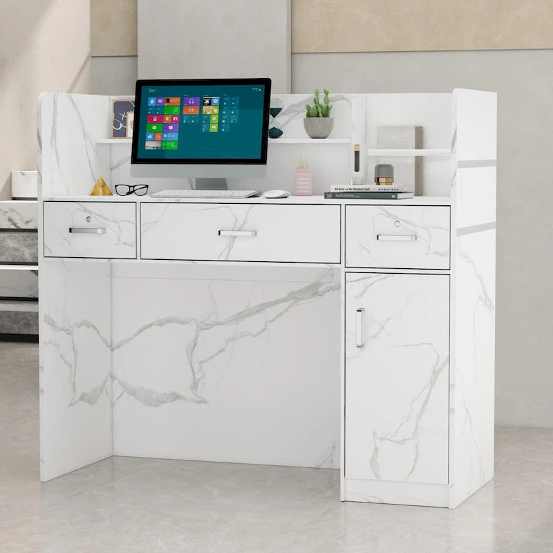 Kerrogee 47.2L Reception Counter Desk with Lockable Drawers Table