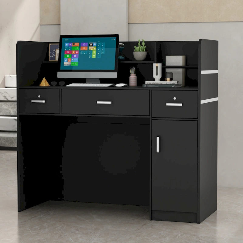 Kerrogee 47.2L Reception Counter Desk with Lockable Drawers Table