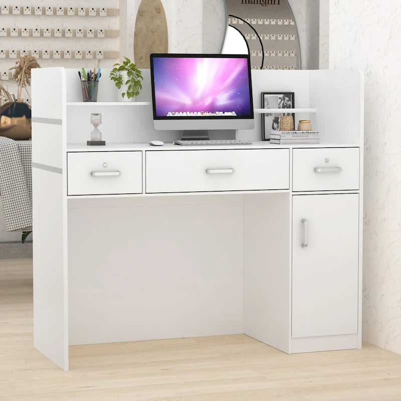 Kerrogee 47.2L Reception Counter Desk with Lockable Drawers Table