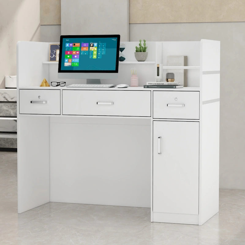 Kerrogee 47.2L Reception Counter Desk with Lockable Drawers Table