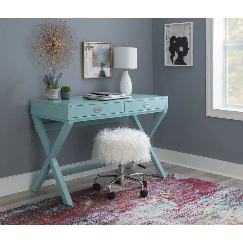 Poppy X-Frame Writing Desk with Drawers