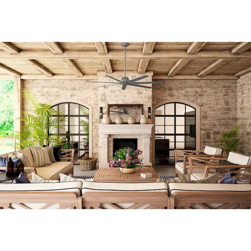 Hunter 72 Downtown Windmill Outdoor Ceiling Fan & Wall Control - Damp Rated - Industrial, Modern - ENERGY STAR!
