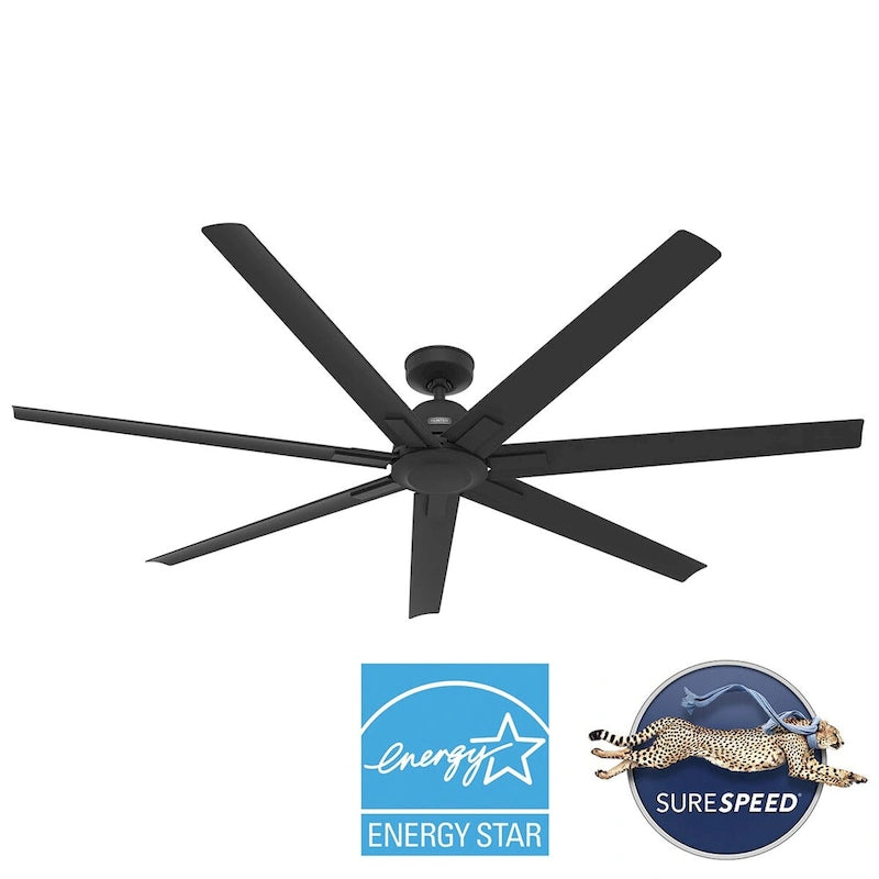 Hunter 72 Downtown Windmill Outdoor Ceiling Fan & Wall Control - Damp Rated - Industrial, Modern - ENERGY STAR!