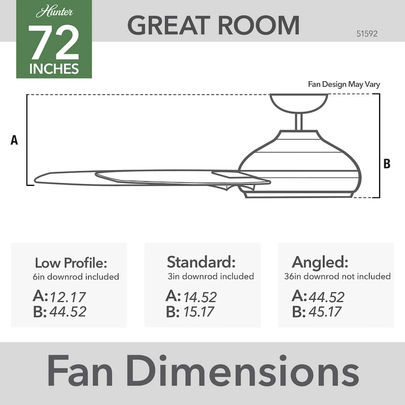 Hunter 72 Downtown Windmill Outdoor Ceiling Fan & Wall Control - Damp Rated - Industrial, Modern - ENERGY STAR!