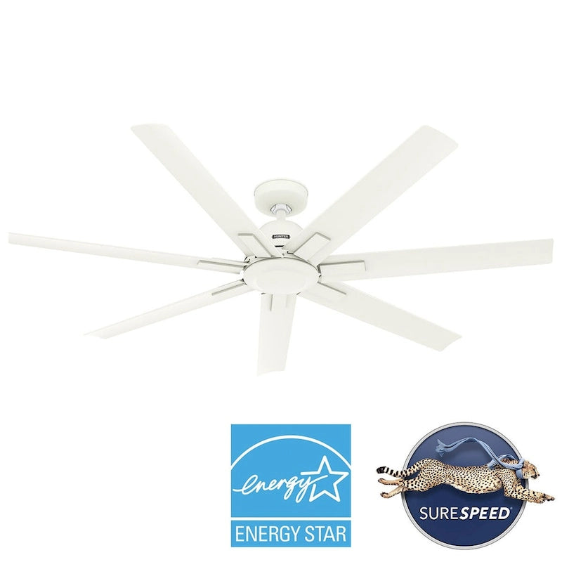Hunter 72 Downtown Windmill Outdoor Ceiling Fan & Wall Control - Damp Rated - Industrial, Modern - ENERGY STAR!