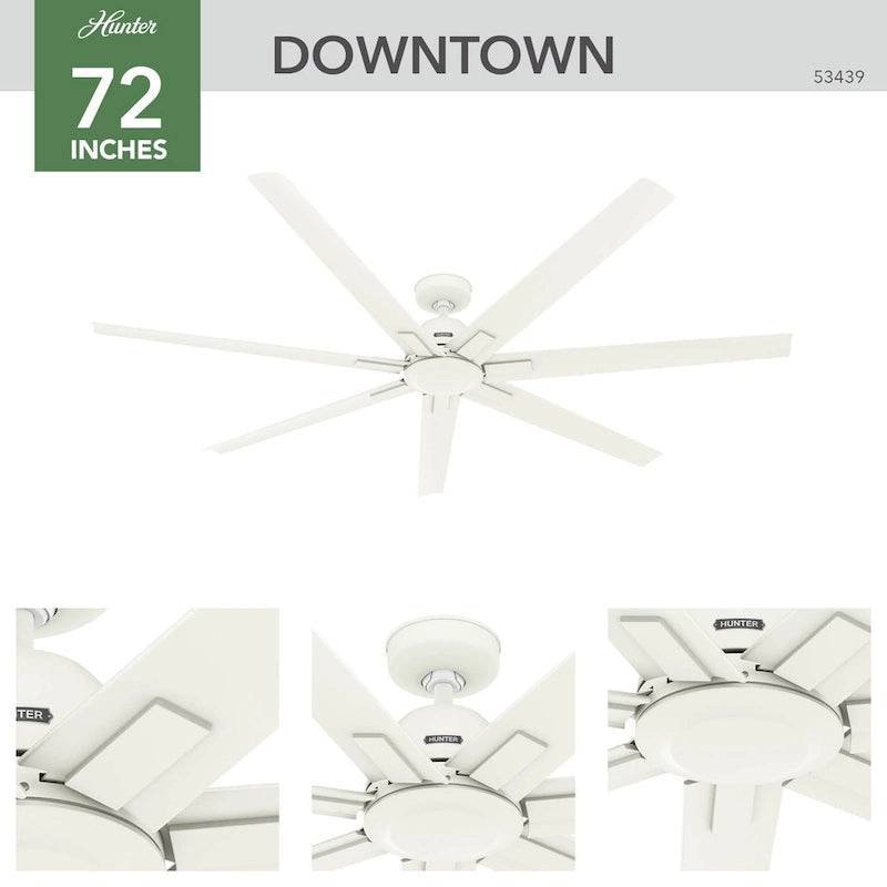 Hunter 72 Downtown Windmill Outdoor Ceiling Fan & Wall Control - Damp Rated - Industrial, Modern - ENERGY STAR!