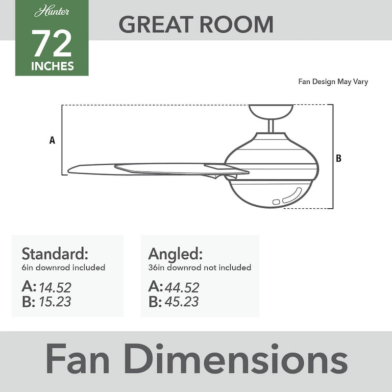 Hunter 72 Downtown Windmill Outdoor Ceiling Fan & Wall Control - Damp Rated - Industrial, Modern - ENERGY STAR!