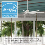 Hunter 72 Downtown Windmill Outdoor Ceiling Fan & Wall Control - Damp Rated - Industrial, Modern - ENERGY STAR!