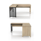 DH BASIC Industrial Natural Oak 65-inch Metal L-Shaped Standing Desk by Denhour