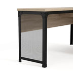 DH BASIC Industrial Natural Oak 65-inch Metal L-Shaped Standing Desk by Denhour