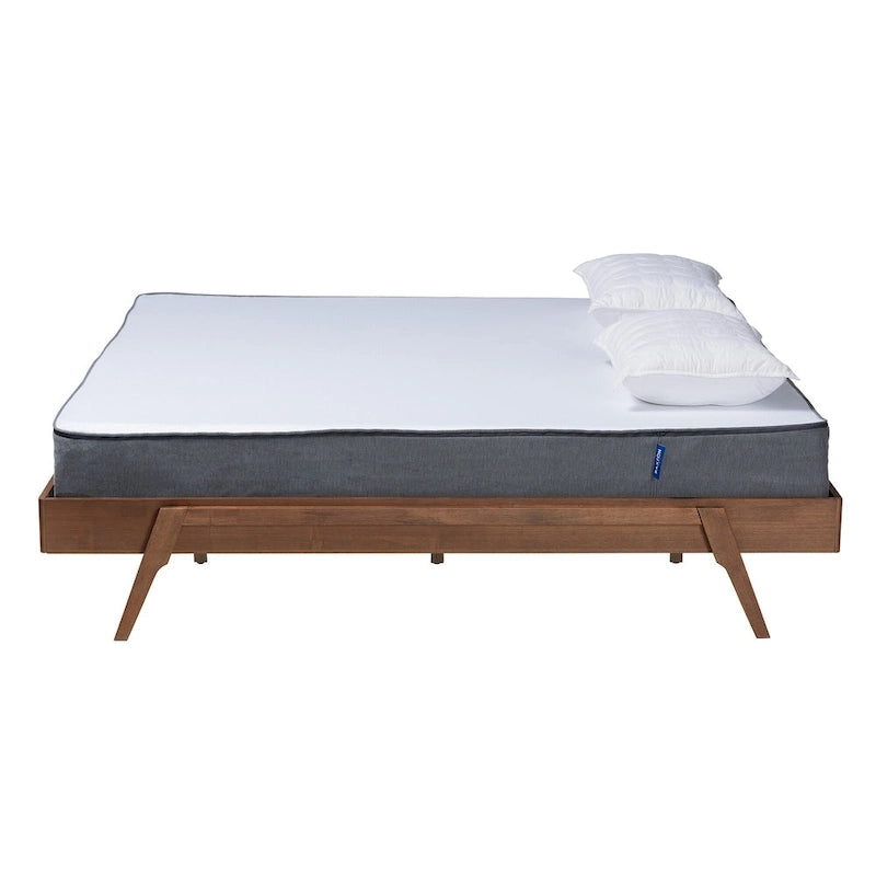 Sarita Mid-Century Modern Ash Walnut Finished Wood Bed Frame
