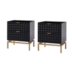 Volkard 25 Mid-century 2-Drawer Storage Nightstand with 2 Drawers Set of 2 by HULALA HOME