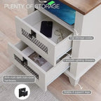 Farmhouse Nightstand with Charging Station, End Table, Side Table