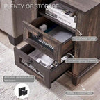 Farmhouse Nightstand with Charging Station, End Table, Side Table