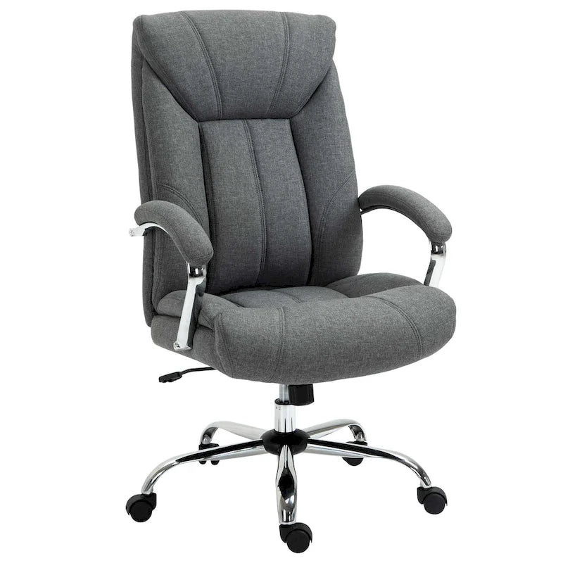 Vinsetto High Back Swivel Home Office Chair Task Ergonomic Linen Fabric Computer Chair, with Arm, Adjustable Height
