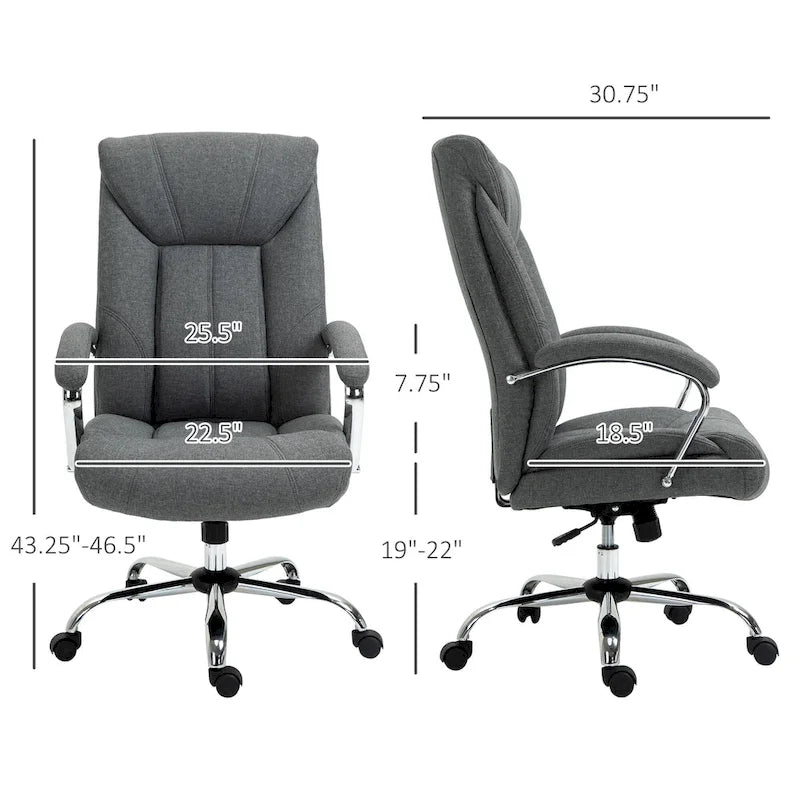 Vinsetto High Back Swivel Home Office Chair Task Ergonomic Linen Fabric Computer Chair, with Arm, Adjustable Height
