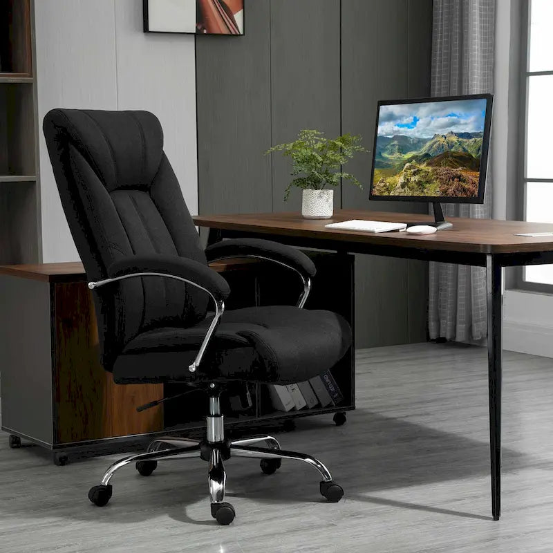Vinsetto High Back Swivel Home Office Chair Task Ergonomic Linen Fabric Computer Chair, with Arm, Adjustable Height