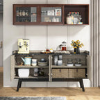 55 inch Buffet Cabinet Kitchen Sideboard Buffet Table Coffee Bar with Storage and Doors for Dining Room Living Room Entryway