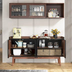 55 inch Buffet Cabinet Kitchen Sideboard Buffet Table Coffee Bar with Storage and Doors for Dining Room Living Room Entryway