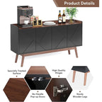 55 inch Buffet Cabinet Kitchen Sideboard Buffet Table Coffee Bar with Storage and Doors for Dining Room Living Room Entryway