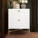 Clihome 2-Drawer Storage High Gloss Nightstand End Table