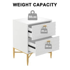 Clihome 2-Drawer Storage High Gloss Nightstand End Table