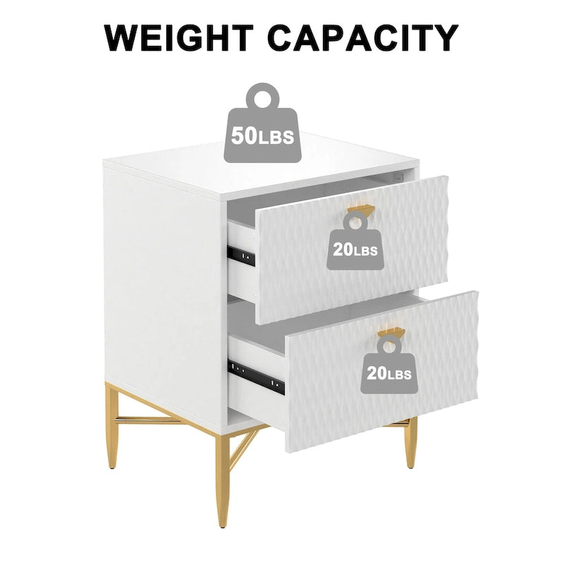 Clihome 2-Drawer Storage High Gloss Nightstand End Table