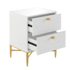 Clihome 2-Drawer Storage High Gloss Nightstand End Table