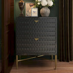 Clihome 2-Drawer Storage High Gloss Nightstand End Table