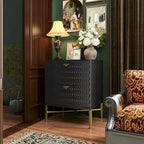 Clihome 2-Drawer Storage High Gloss Nightstand End Table