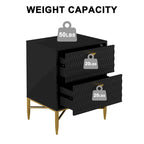 Clihome 2-Drawer Storage High Gloss Nightstand End Table