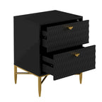 Clihome 2-Drawer Storage High Gloss Nightstand End Table