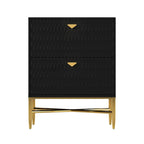 Clihome 2-Drawer Storage High Gloss Nightstand End Table