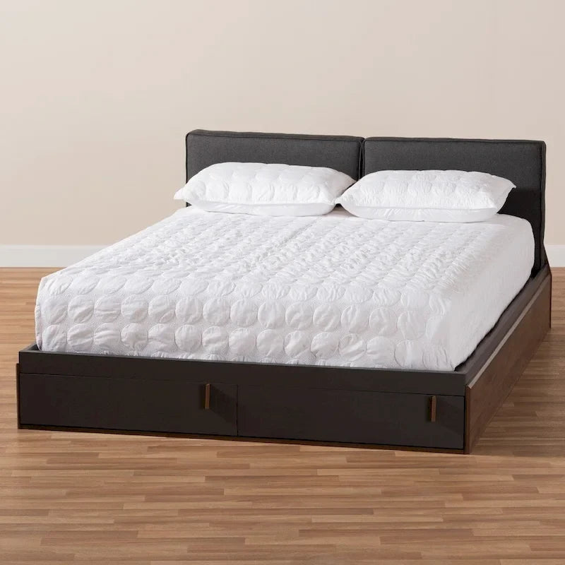 Contemporary Queen Size Platform Storage Bed