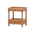 Bedroom Furniture Solid Oak Nightstand Bedside Accent End Table with 2-drawer & Shelves