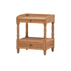 Bedroom Furniture Solid Oak Nightstand Bedside Accent End Table with 2-drawer & Shelves