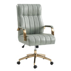Curtiz Mid-Century Modern Vegan Leather Swivel Tilting Office Chair with Channel Tufted and Metal Feet by HULALA HOME