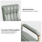 Curtiz Mid-Century Modern Vegan Leather Swivel Tilting Office Chair with Channel Tufted and Metal Feet by HULALA HOME