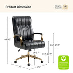 Curtiz Mid-Century Modern Vegan Leather Swivel Tilting Office Chair with Channel Tufted and Metal Feet by HULALA HOME