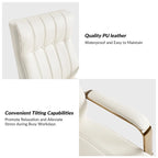 Curtiz Mid-Century Modern Vegan Leather Swivel Tilting Office Chair with Channel Tufted and Metal Feet by HULALA HOME