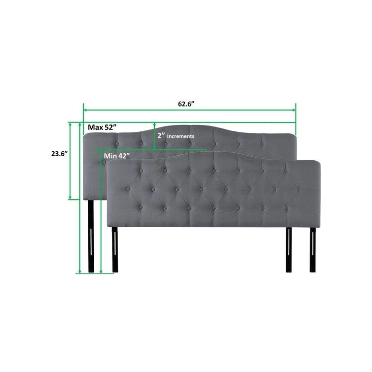 Cecilia Button Tufted Upholstered Headboard, Height Adjustable Headboards,Bed Backboard Premium Padded Fabric Headboard