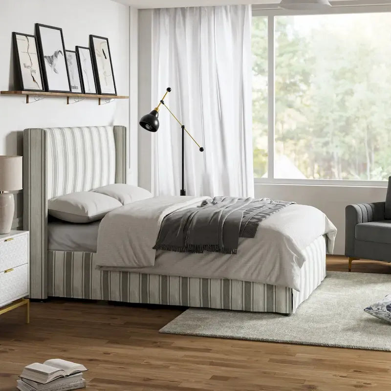 Louise Traditional Washable Slipcover Bed Upholstered Metal by HULALA HOME