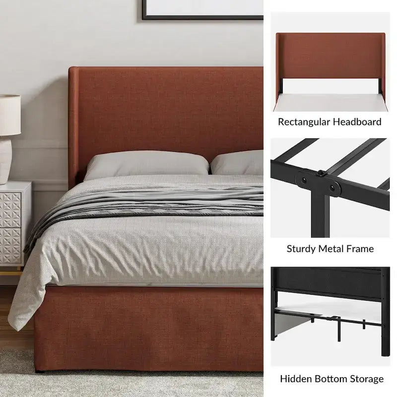 Louise Traditional Washable Slipcover Bed Upholstered Metal by HULALA HOME