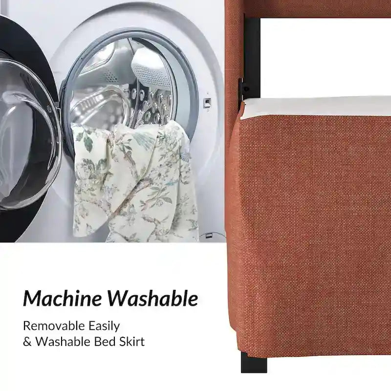 Louise Traditional Washable Slipcover Bed Upholstered Metal by HULALA HOME