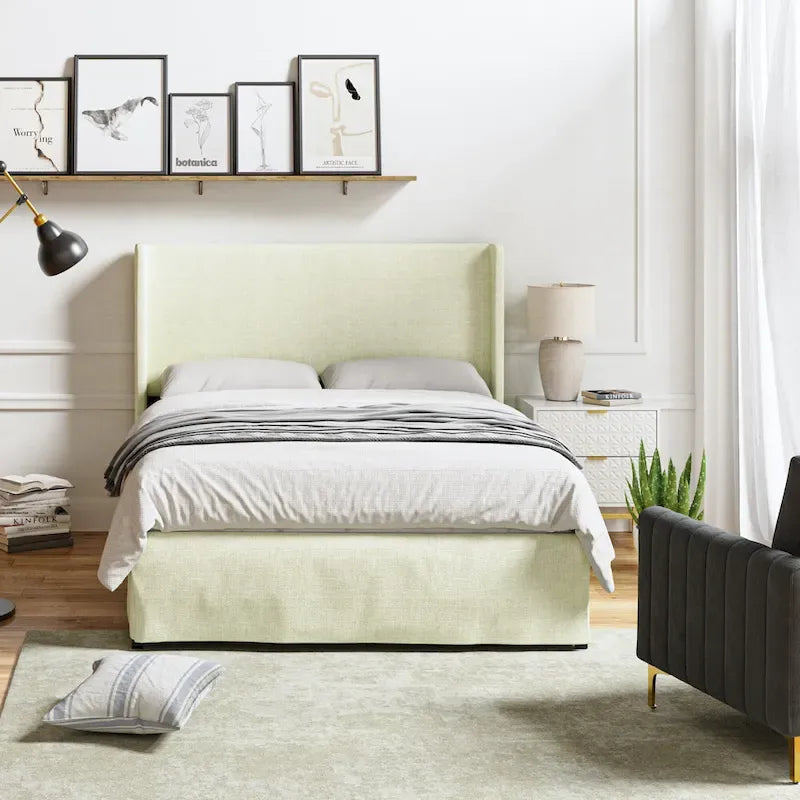 Louise Traditional Washable Slipcover Bed Upholstered Metal by HULALA HOME