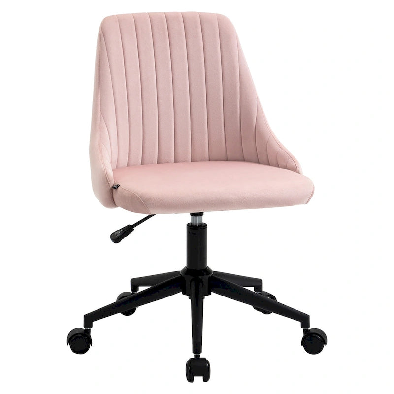 Vinsetto Mid-Back Office Chair, Velvet Fabric Swivel Scallop Shape Computer Desk Chair for Home Office or Bedroom