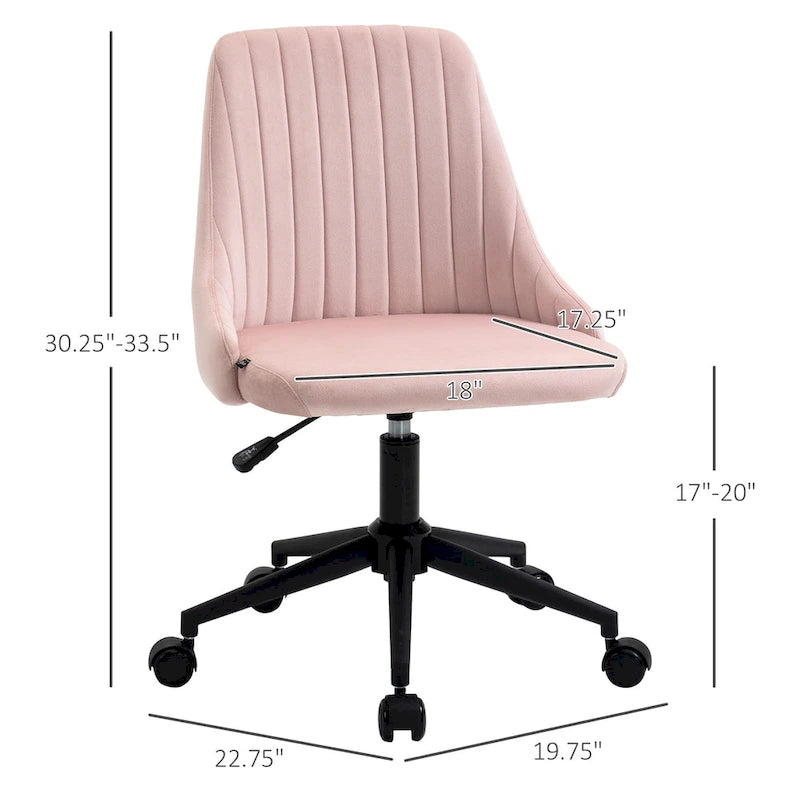 Vinsetto Mid-Back Office Chair, Velvet Fabric Swivel Scallop Shape Computer Desk Chair for Home Office or Bedroom