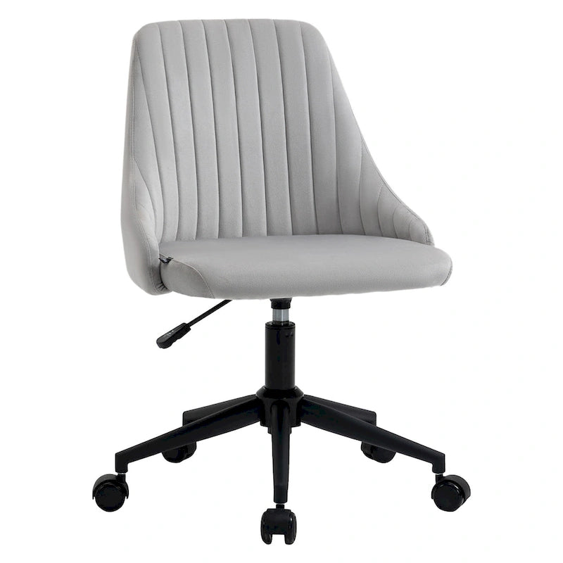 Vinsetto Mid-Back Office Chair, Velvet Fabric Swivel Scallop Shape Computer Desk Chair for Home Office or Bedroom